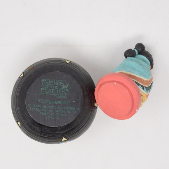 1995 Friends of Feather Compassion Girl Birdbath Trinket Box Karen Hahn Native - Picture 9 of 16